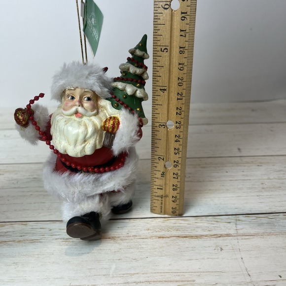 Kurt S Adler Santa Claus Hand Painted Christmas Ornament Faux Fur White 5-1/4" - Picture 8 of 8